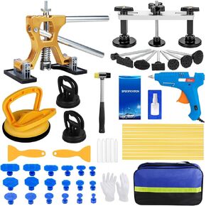 55pcs Car Dent Puller Kit ، أداة مزيل Dent Dent بدون طلاء مع مسجلة دنت ومسجلة جسر قابلة للتعديل ، مجموعة إصلاحات للسيارات ، الخدوش الكبيرة والصغيرة ، إزالة الضرر الباد