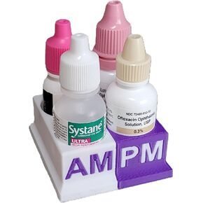 Znet3D Eye Drops Bottle Organizer & Tracker – AM/PM 4-Slot (White/Pink)