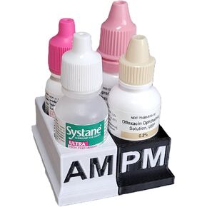 Znet3d Eye Drops Bottle منظم وتلتبع-AM/PM 4-SLOT (أبيض/وردي) in Kuwait
