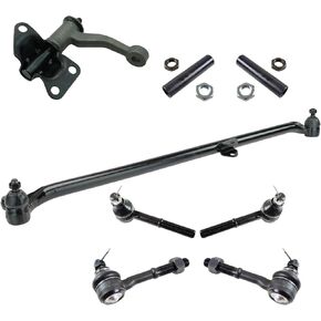 TRQ Front Driver & Passenger Side Steering Kit Center Link Idler Arm & Bracket Assembly Tie Rod Tie Rod Adjusting Sleeve Compatible with 1994 Nissan D21 1993-1995 Pathfinder 1995-1997 Pickup