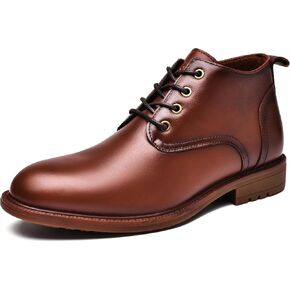 Mens Leather Oxford Dress Boots - Casual Chukka Ankle Boot Mid-Top Boots for Men