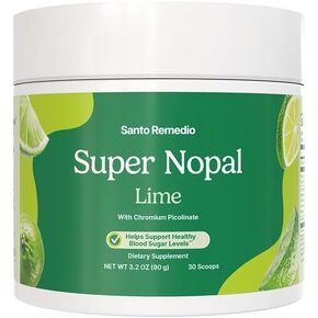 Santo Remedio Super Nopal Powder, Lime Flavor, Exclusive Formula with Nopal, and Vanadyl Sulfate. 90 Grams (30 Servings)