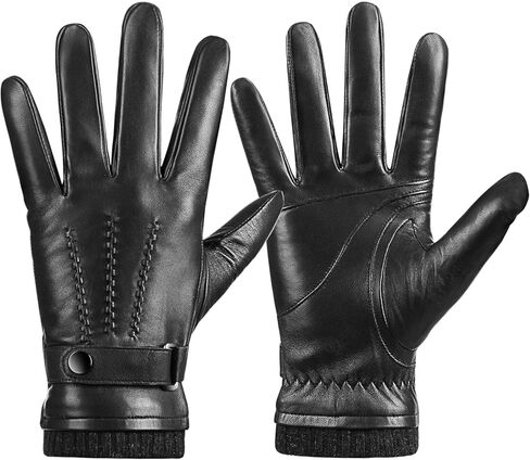 قفازات جلدية من جلد الغنم الشتوية للرجال ، ودافئ الشاشة التي تعمل باللمس اليدوية مع بطانة الكشمير للاستخدام في الهواء الطلق in Kuwait