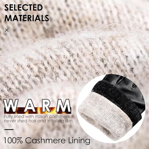 Winter Sheepskin Leather Gloves for Men, Warm Touchscreen Driving Handwear with Cashmere Lining for Outdoor Use in Saudi Arabia