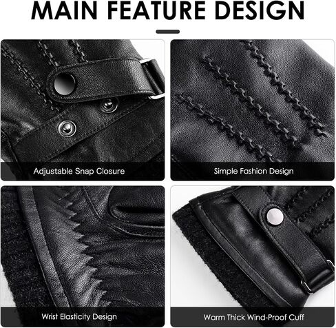 Winter Sheepskin Leather Gloves for Men, Warm Touchscreen Driving Handwear with Cashmere Lining for Outdoor Use in Saudi Arabia