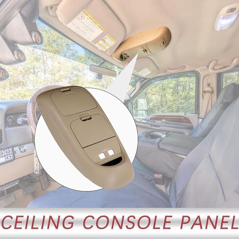 TQPONLY Overhead Console Assembly w/o Sunroof | Compatible with 2002-2004 Ford Super Duty F250 F350 F450 F550 Truck | Replaces 2C3Z25519A70AAB 2C3Z-25519A70-AAB Interior Ceiling Console Panel (Tan) in Saudi Arabia