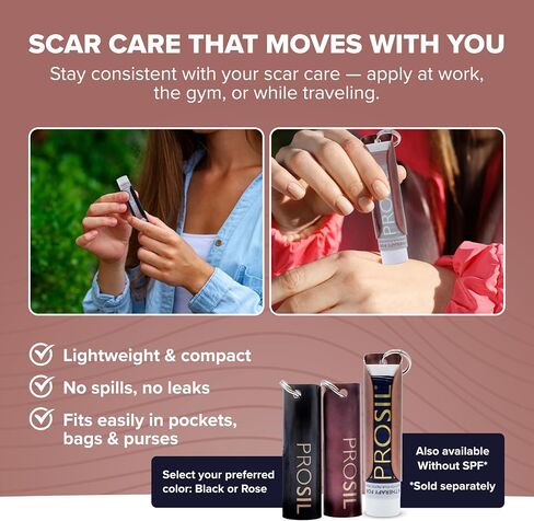 ProSil Elite Carry with SPF 15 – Patented Scar Treatment in a Portable Keychain – Smooth Glide-On, Professional-Grade Silicone Scar Stick - Mess-Free, Travel-Friendly & Lightweight – Rose Gold Sleeve in Saudi Arabia