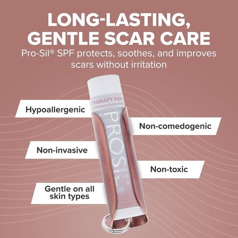 ProSil Elite Carry with SPF 15 – Patented Scar Treatment in a Portable Keychain – Smooth Glide-On, Professional-Grade Silicone Scar Stick - Mess-Free, Travel-Friendly & Lightweight – Rose Gold Sleeve in Saudi Arabia