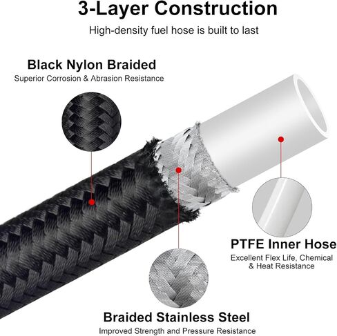 8AN PTFE Fuel Line Hose end Kit, 10FT E85 Fuel Hose Line in Saudi Arabia