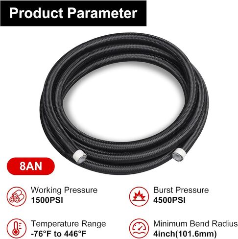 8AN PTFE Fuel Line Hose end Kit, 10FT E85 Fuel Hose Line in Saudi Arabia