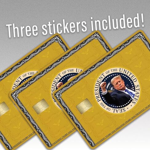 KCD Donald Trump Credit Card Skin Sticker – 3 Pack – Gold, Silver, Black Wrap Cover Decal – Donald J. Trump Face Design – MAGA Wallet Accessory – Trump Supporter Gift - CCS024 (Gold) in Saudi Arabia