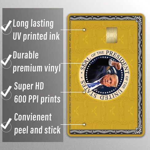 KCD Donald Trump Credit Card Skin Sticker – 3 Pack – Gold, Silver, Black Wrap Cover Decal – Donald J. Trump Face Design – MAGA Wallet Accessory – Trump Supporter Gift - CCS024 (Gold) in Saudi Arabia