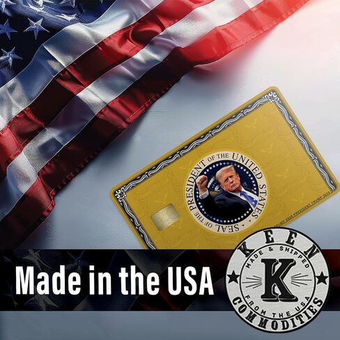 KCD Donald Trump Credit Card Skin Sticker – 3 Pack – Gold, Silver, Black Wrap Cover Decal – Donald J. Trump Face Design – MAGA Wallet Accessory – Trump Supporter Gift - CCS024 (Gold) in Saudi Arabia