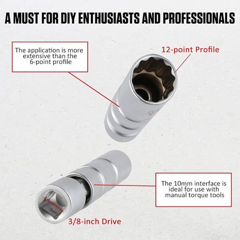 Cmtool 14mm شرارة توصيل المقبس الجدار الرقيق المغنطيسي 14 مم مجموعة مقبس شرارة ، التصميم المغناطيسي المحسن ، الصلب CR-V ، مجموعة أدوات إزالة متينة ، 3/8 بوصة محرك ، دوارة 360 درجة ، 12 نقطة in Kuwait