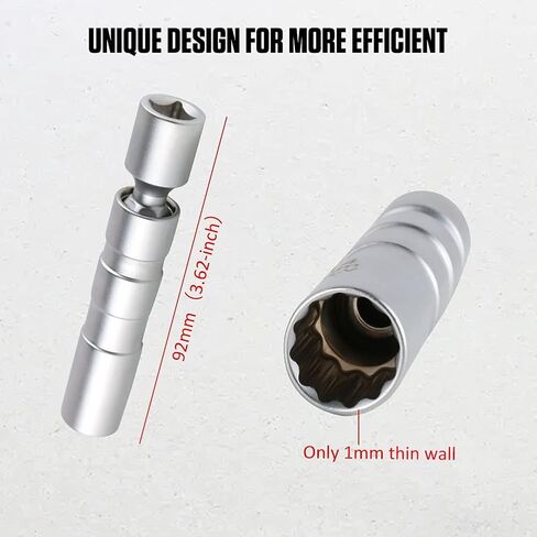 Cmtool 14mm شرارة توصيل المقبس الجدار الرقيق المغنطيسي 14 مم مجموعة مقبس شرارة ، التصميم المغناطيسي المحسن ، الصلب CR-V ، مجموعة أدوات إزالة متينة ، 3/8 بوصة محرك ، دوارة 360 درجة ، 12 نقطة in Kuwait