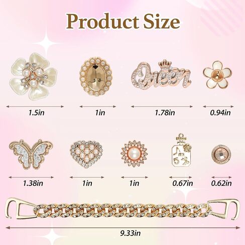 سحر أحذية Bling للفتيات والنساء ، سحر أحذية Girly Gold for Crocs ، 24 PCS SHARMS SHARMS SHARMS ، ودبابيس أحذية الأحذية ، وملحقات الأحذية ، وزينة أحذية الراين. in Kuwait