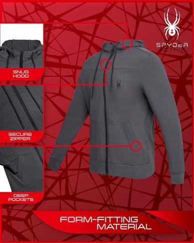 Hoodie النشط للرجال SPYDER - قميص من النوع الثياب ذو اللغات الكاملة ذات الأجزاء الكاملة - هوديز دافئة في الهواء الطلق للرجال (S -XL) in Saudi Arabia