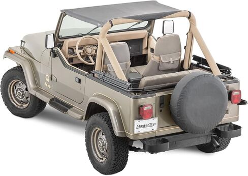 MasterTop Bimini Summer Soft Top, Black Diamond - Fits Jeep Wrangler YJ 1987-1995 - Open Air Fabric Top Cover for Sun and Light Rain Protection in Saudi Arabia