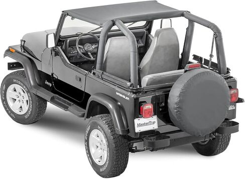 MasterTop Bimini Summer Soft Top, Black Diamond - Fits Jeep Wrangler YJ 1987-1995 - Open Air Fabric Top Cover for Sun and Light Rain Protection in Saudi Arabia