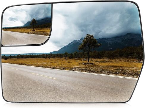 Left Driver Side Heated Mirror Glass Fits for Ford F-150 2011 2012 2013 2014 Blind Spot Convex Side View Replacement for BL3Z-17K707-E w/o Auto Dimming in Saudi Arabia