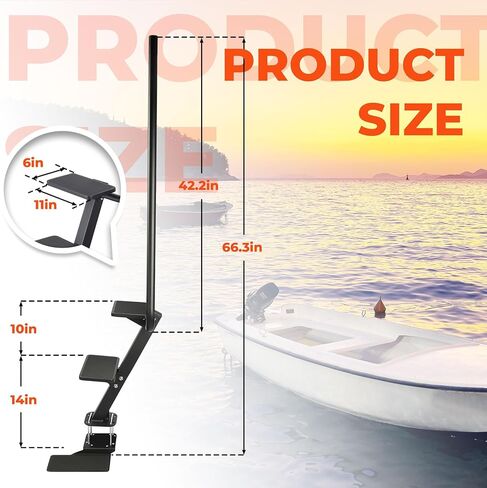 Heavy Duty Boat Trailer Steps - Non-Slip Ladder with Safety Handle, Universal Fit for Bass/Pontoon Boats & Trailer Tongue Mount (3-Step Design) in Kuwait