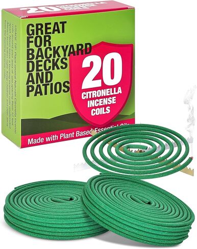 لفائف البخور السترونيلا- يمكن أن يستمر كل ملف لمدة 5-7 ساعات- مناسبة للتخييم في الهواء الطلق ، والفناء ، والمشي لمسافات طويلة ، وما إلى ذلك (حزمة 2 تحتوي على 48 ملف و 2 in Kuwait