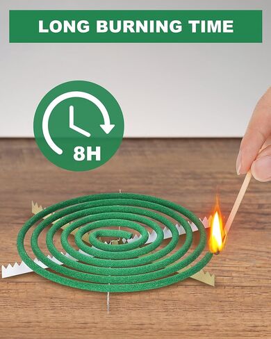 لفائف البخور السترونيلا- يمكن أن يستمر كل ملف لمدة 5-7 ساعات- مناسبة للتخييم في الهواء الطلق ، والفناء ، والمشي لمسافات طويلة ، وما إلى ذلك (حزمة 2 تحتوي على 48 ملف و 2 in Kuwait