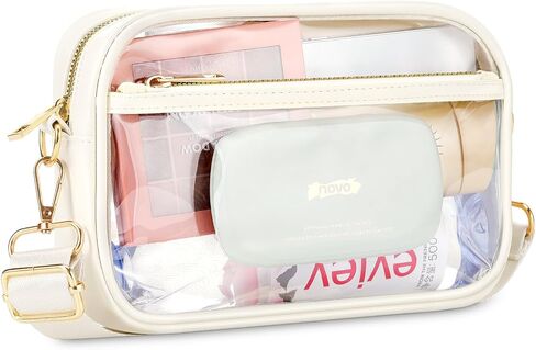 MoKo Clear Bag for Stadium Events - Multi Pockets Clear Sling Purse Crossbody Bag with Adjustable Shoulder Strap in Saudi Arabia