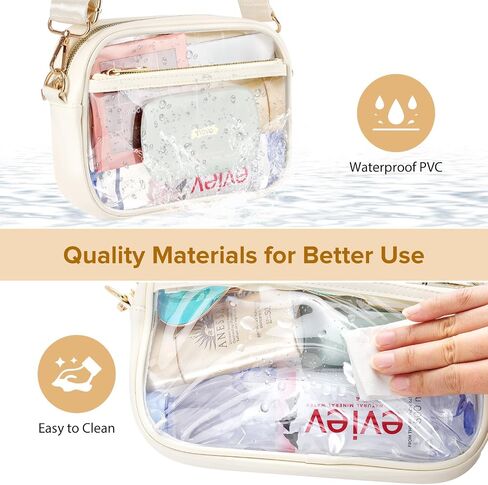 MoKo Clear Bag for Stadium Events - Multi Pockets Clear Sling Purse Crossbody Bag with Adjustable Shoulder Strap in Saudi Arabia