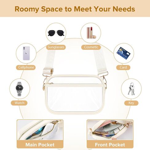 MoKo Clear Bag for Stadium Events - Multi Pockets Clear Sling Purse Crossbody Bag with Adjustable Shoulder Strap in Saudi Arabia