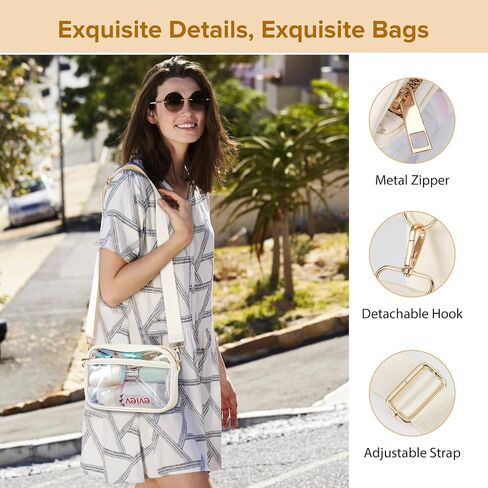 MoKo Clear Bag for Stadium Events - Multi Pockets Clear Sling Purse Crossbody Bag with Adjustable Shoulder Strap in Saudi Arabia