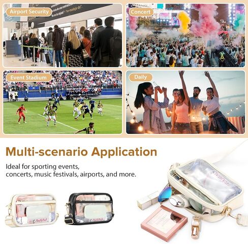 MoKo Clear Bag for Stadium Events - Multi Pockets Clear Sling Purse Crossbody Bag with Adjustable Shoulder Strap in Saudi Arabia