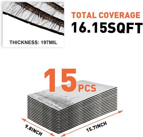 197mil 10.76 sqft Sound Deadener for Car 5mm Aluminum Foil Sound Deadening Mat Noise and Heat Insulation Shield Mat for Car Hood,Celling,Door ect(10PCS) in Saudi Arabia