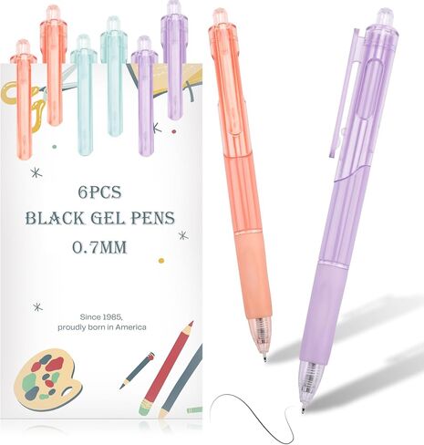 Gel Pens, Medium Point (0.7mm), with Quick Dry Black Ink, Retractable Rolling Ball Writing Pens, Smooth Cute Ink Pens for Office, 12 Count (ZE-13) in Saudi Arabia