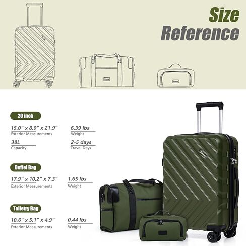 Luggage Sets 5 Piece, Suitcases with Wheels, ABS Hard Case Luggage with TSA Lock Spinner Wheels, Carry On Luggage Set (20/24/28 inch) (5 Piece Sets (20"/24"/28"/DB/TB)) in Kuwait