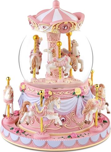 Carousel Music Box Snow Globe Unicorn Horse Musical Boxes with Color Lights, for Girls Women Daughter,Gift for Anniversary Christmas Birthday in Kuwait