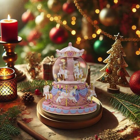Carousel Music Box Snow Globe Unicorn Horse Musical Boxes with Color Lights, for Girls Women Daughter,Gift for Anniversary Christmas Birthday in Saudi Arabia
