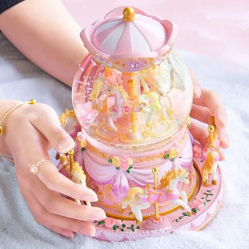 Carousel Music Box Snow Globe Unicorn Horse Musical Boxes with Color Lights, for Girls Women Daughter,Gift for Anniversary Christmas Birthday in Saudi Arabia