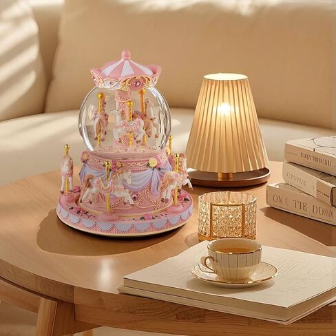 Carousel Music Box Snow Globe Unicorn Horse Musical Boxes with Color Lights, for Girls Women Daughter,Gift for Anniversary Christmas Birthday in Kuwait
