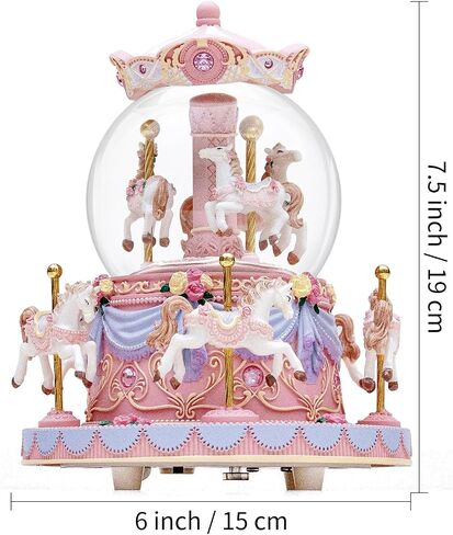 Carousel Music Box Snow Globe Unicorn Horse Musical Boxes with Color Lights, for Girls Women Daughter,Gift for Anniversary Christmas Birthday in Saudi Arabia