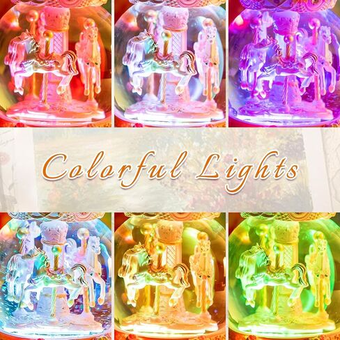 Carousel Music Box Snow Globe Unicorn Horse Musical Boxes with Color Lights, for Girls Women Daughter,Gift for Anniversary Christmas Birthday in Saudi Arabia
