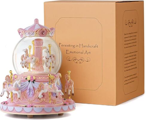 Carousel Music Box Snow Globe Unicorn Horse Musical Boxes with Color Lights, for Girls Women Daughter,Gift for Anniversary Christmas Birthday in Kuwait