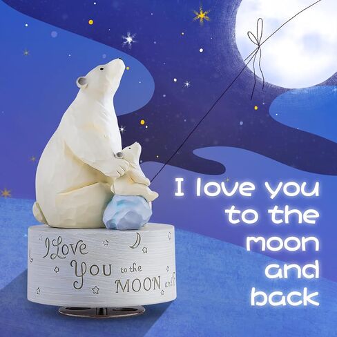 AIDLNS Polar Bear Music Box Figurine, Sculpted Hand-Painted Musical Figure Gifts, for Daughter Granddaughter Grandson Birthday Anniversary, Plays You are My Sunshine Tune in Saudi Arabia