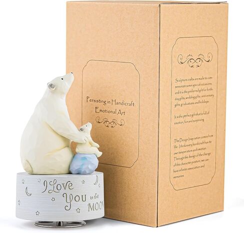 AIDLNS Polar Bear Music Box Figurine, Sculpted Hand-Painted Musical Figure Gifts, for Daughter Granddaughter Grandson Birthday Anniversary, Plays You are My Sunshine Tune in Saudi Arabia
