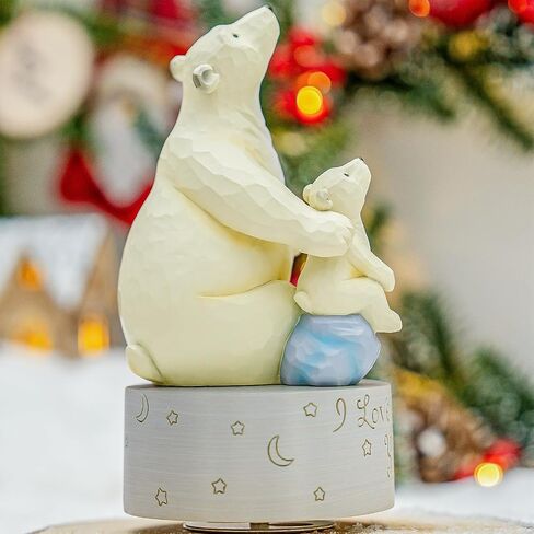 AIDLNS Polar Bear Music Box Figurine, Sculpted Hand-Painted Musical Figure Gifts, for Daughter Granddaughter Grandson Birthday Anniversary, Plays You are My Sunshine Tune in Saudi Arabia