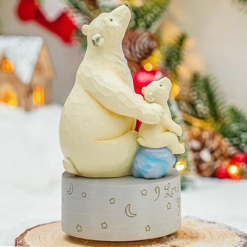 AIDLNS Polar Bear Music Box Figurine, Sculpted Hand-Painted Musical Figure Gifts, for Daughter Granddaughter Grandson Birthday Anniversary, Plays You are My Sunshine Tune in Saudi Arabia