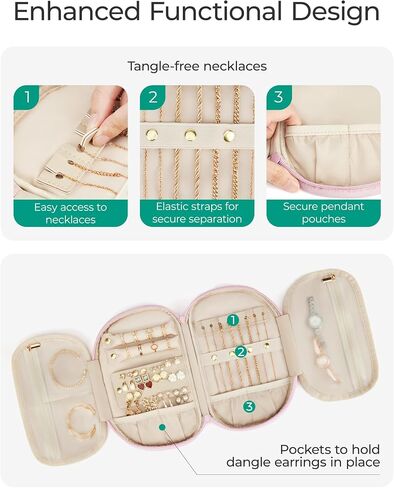 BAGSMART Travel Jewelry Case Jewelry Organizer Storage Roll Rings Necklaces Earrings Bracelets Brooches Watch Large Portable Black in Saudi Arabia