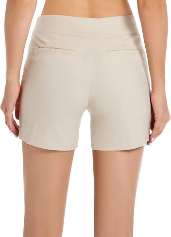 JAMfit Women's Chino Shorts - 4" Inseam, High Waisted, Elastic, Summer Casual Shorts with 2 Front Pockets in Saudi Arabia