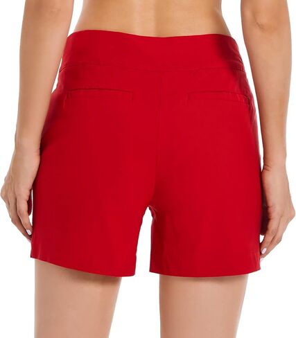 JAMfit Women's Chino Shorts - 4" Inseam, High Waisted, Elastic, Summer Casual Shorts with 2 Front Pockets in Saudi Arabia