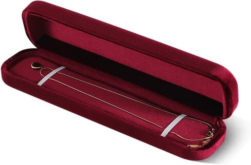 Resilient Velvet Bracelet Necklace Display Box, Long Chain Pendant Jewelry Storage Box, Anniversary Valentine Christmas Jewelry Packing Case in Kuwait